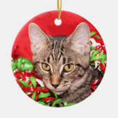 Kerst van de Tabby Keramisch Ornament (Voorkant)