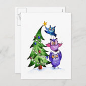 Kerst van de uil feestdagenkaart (Voorkant / Achterkant)