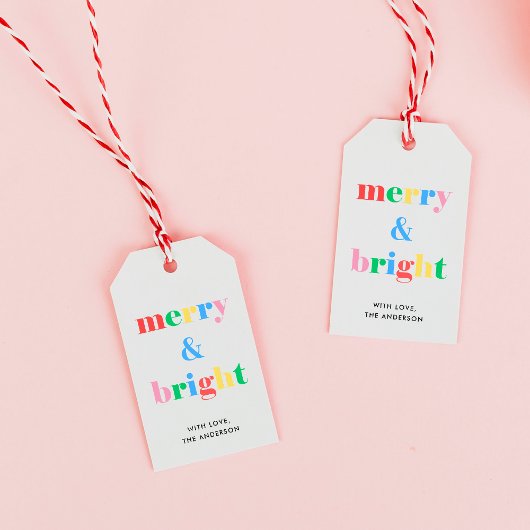Kerst van de vrolijke en heldere Typografie Cadeaulabel