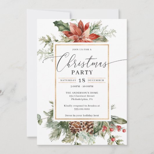 Kerst van de Waterverf Elegant Kaart (Voorkant)