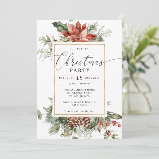 Kerst van de Waterverf Elegant Kaart (Staand voorkant)