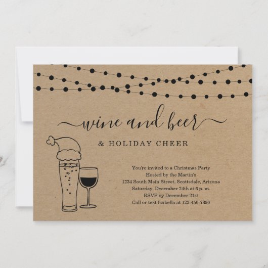 Kerst van de wijn en de feestdag kaart (Voorkant)