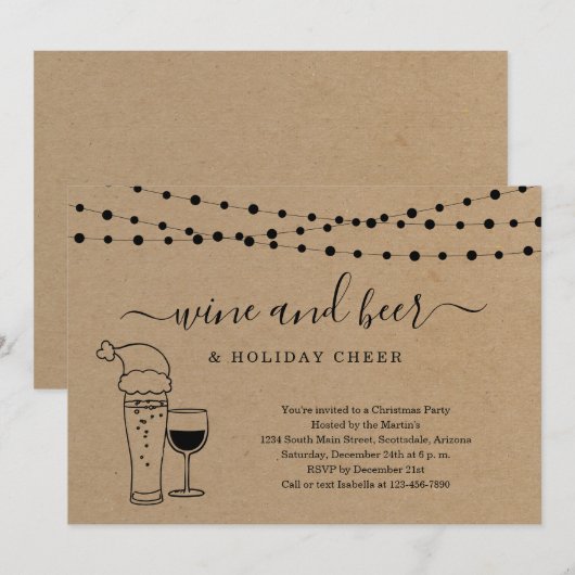 Kerst van de wijn en de feestdag kaart (Voorkant / Achterkant)