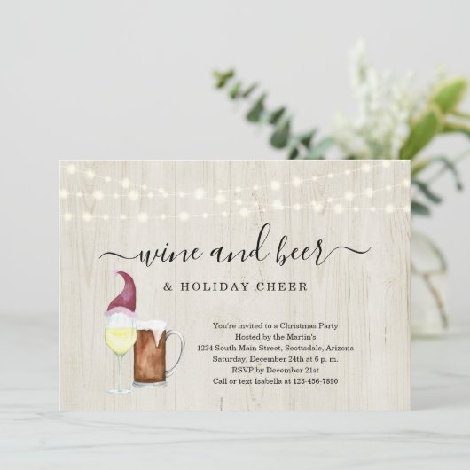 Kerst van de wijn en de feestdag kaart (Staand voorkant)