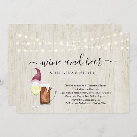 Kerst van de wijn en de feestdag kaart (Voorkant / Achterkant)