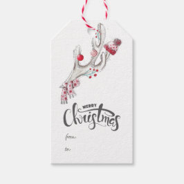 Kerst van de winterfeestdag in Cute waterverf Cadeaulabel