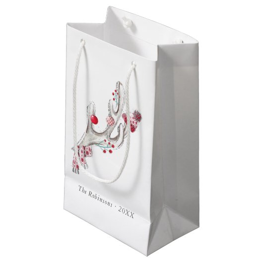 Kerst van de winterfeestdag in Cute waterverf Klein Cadeauzakje (Voorkant Gekanteld)