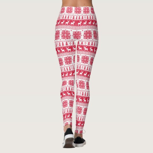 Kerst van de witte en rode kerst leggings (Achterkant)