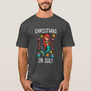 Kerst van de zeemeermin in juli jute zomervakantie t-shirt