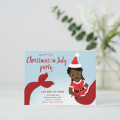 Kerst van de Zeemeermin in juli Uitnodiging Briefkaart (Staand voorkant)