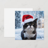 Kerst van de zwarte en witte kat feestdagenkaart (Voorkant / Achterkant)
