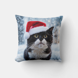 Kerst van de zwarte en witte kat kussen