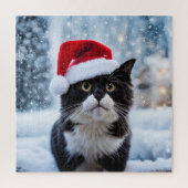Kerst van de zwarte en witte kat legpuzzel (Verticaal)