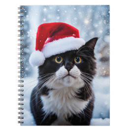 Kerst van de zwarte en witte kat notitieboek