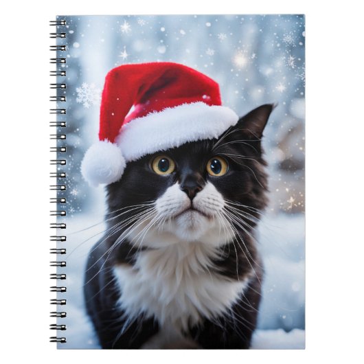 Kerst van de zwarte en witte kat notitieboek (Voorkant)