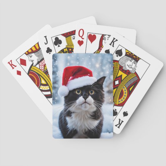 Kerst van de zwarte en witte kat pokerkaarten (Achterkant)