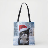 Kerst van de zwarte en witte kat tote bag (Voorkant)