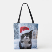 Kerst van de zwarte en witte kat tote bag (Achterkant)