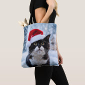 Kerst van de zwarte en witte kat tote bag (Dichtbij)