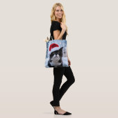 Kerst van de zwarte en witte kat tote bag (Op model)