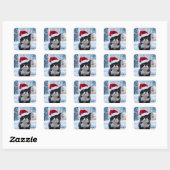 Kerst van de zwarte en witte kat vierkante sticker (Vel)