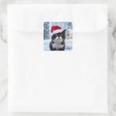 Kerst van de zwarte en witte kat vierkante sticker (Tas)