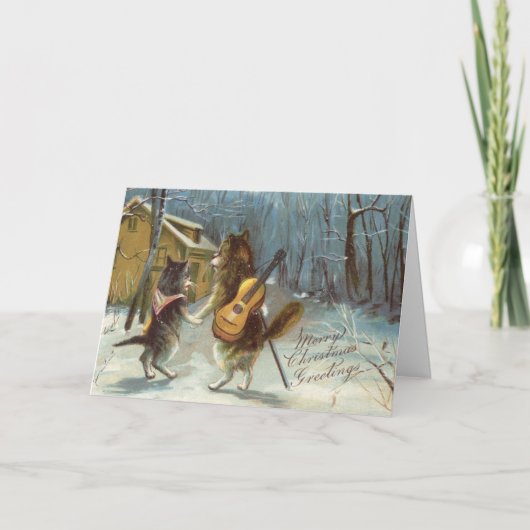  - Kerst van een kattenpaar, Feestdagen Kaart (Voorkant)