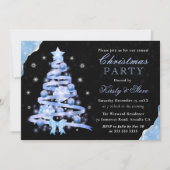 Kerst van Elegant Light Blue Ribbon Tree Kaart (Voorkant)