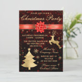 Kerst van Elegant Red & Gold Foil & Ribbon Kaart (Staand voorkant)
