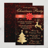 Kerst van Elegant Red & Gold Foil & Ribbon Kaart (Voorkant / Achterkant)