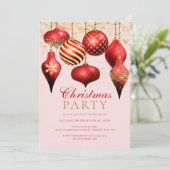 Kerst van Elegant Red Gold Ornaments Kaart (Staand voorkant)