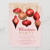 Kerst van Elegant Red Gold Ornaments Kaart (Voorkant / Achterkant)