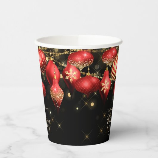 Kerst van Elegant Red Gold Ornaments Papieren Bekers (Links)