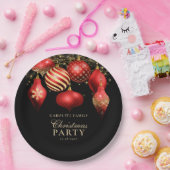 Kerst van Elegant Red Gold Ornaments Papieren Bordje (Feest)