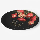 Kerst van Elegant Red Gold Ornaments Papieren Bordje (Gekanteld)