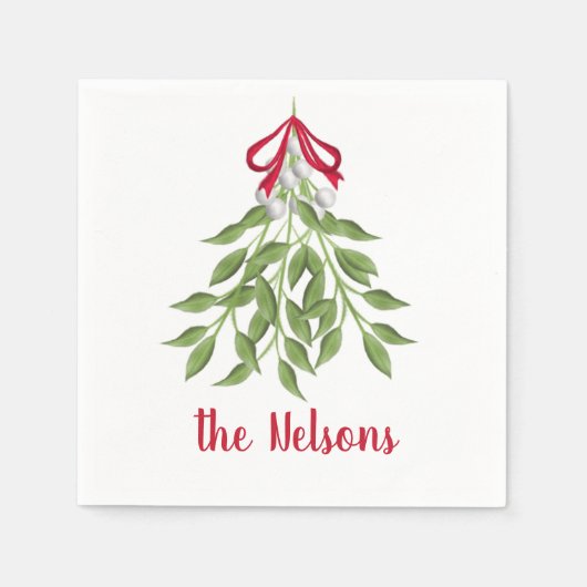 Kerst van feestdag rode bessen botanische groen servet (Voorkant)
