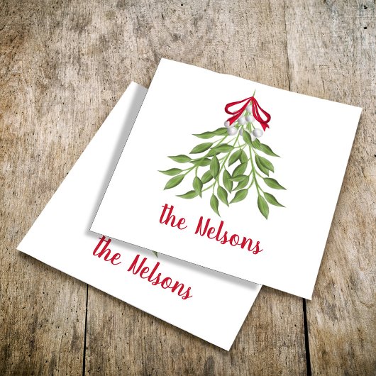 Kerst van feestdag rode bessen botanische groen servet