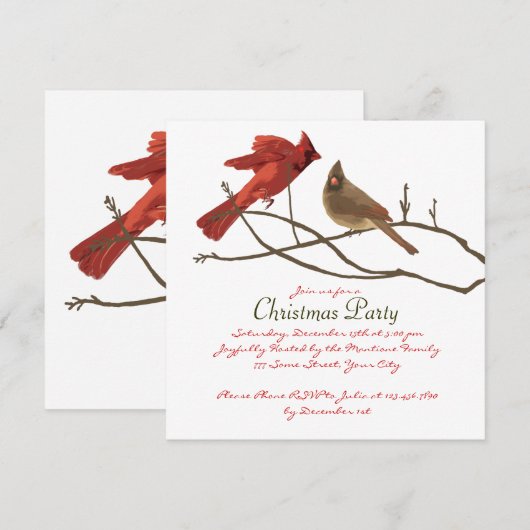 Kerst van feestelijke Rode Kardinalen Kaart (Voorkant / Achterkant)