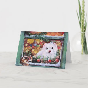 Kerst van fret en Chipmunk Feestdagen Kaart