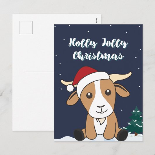 Kerst van geiten Winter Dieren Holiday Postca Feestdagenkaart (Voorkant / Achterkant)