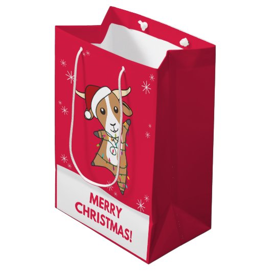 Kerst van geiten Winterdieren Gemiddelde reukbasis Medium Cadeauzakje (Voorkant Gekanteld)