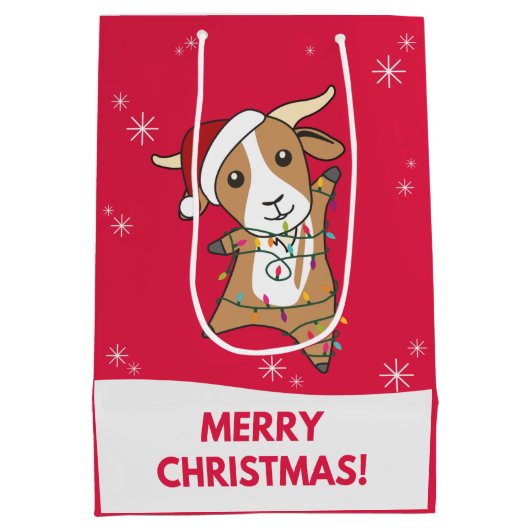Kerst van geiten Winterdieren Gemiddelde reukbasis Medium Cadeauzakje (Achterkant)
