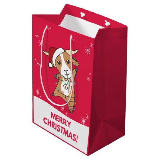 Kerst van geiten Winterdieren Gemiddelde reukbasis Medium Cadeauzakje (Achterkant Gekanteld)