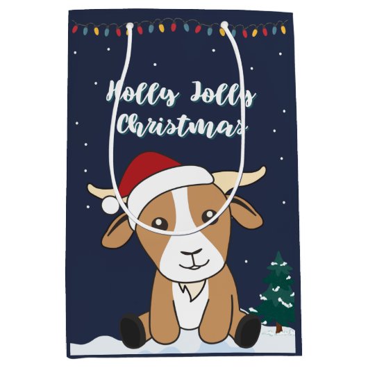 Kerst van geiten Winterdieren Gemiddelde reukbasis Medium Cadeauzakje (Voorkant)