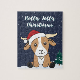 Kerst van geiten Winterdieren Jigzaag Puzzle Legpuzzel