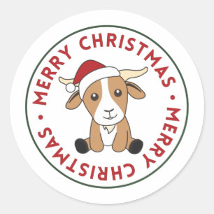 Kerst van geiten Winterdieren: Klassieke ronde  Ronde Sticker