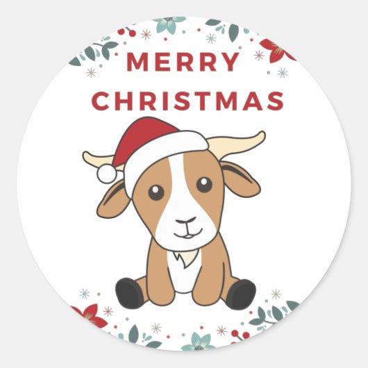Kerst van geiten Winterdieren: Klassieke ronde Sticker (Voorkant)