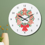 Kerst van Gingerbrood Grote Klok<br><div class="desc">Deze charmante muurklok is versierd met een waterverf van een kerstschaar met een fraaie vormgeving met koekjes in brood en seizoensgebladerte. Oorspronkelijke Waterverf © Michele Davies.</div>