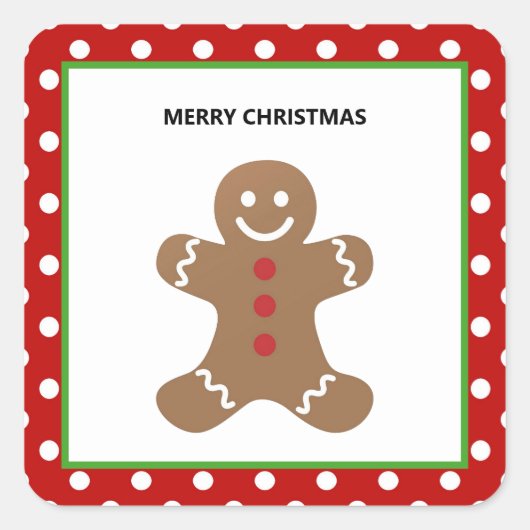 Kerst van Gingerbrood Man op maat Vierkante Sticker (Voorkant)