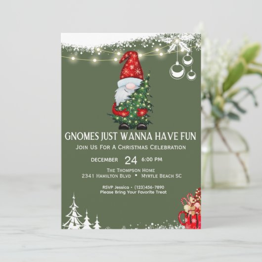 Kerst van Gnome Kaart (Staand voorkant)